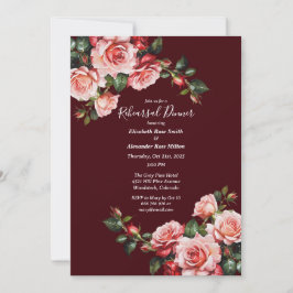 Dark moody pink and red roses Rehearsal Dinner Kaart
