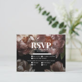 Dark Moody Pink Floral Meal Choices Weddenschap RS Uitnodiging Briefkaart (Staand voorkant)