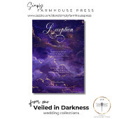 Dark Moody Purple & Gold Moonlit Clouds Reception Informatiekaartje