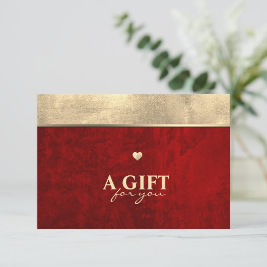 Dark Moody Red met krassen en Gold Foil Heart (Staand voorkant)