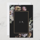 Dark Moody Retro  Bloemen Zwart Bruiloft Kaart (Achterkant)