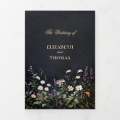 Dark Moody Romance Wildbloemen Alles in een bruilo Drieluik Uitnodiging (Cover)