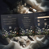 Dark Moody Romance Wildbloemen Alles in een bruilo Drieluik Uitnodiging