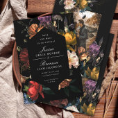 Dark Moody Romantic Floral Dutch Save the Date Kaart