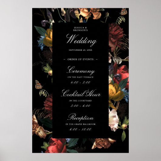 Dark Moody Romantic Floral Dutch Weddenschap Welko Poster (Voorkant)