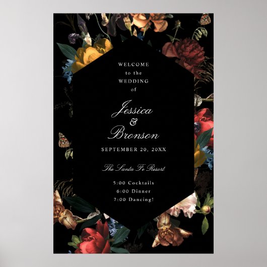 Dark Moody Romantic Floral Dutch Weddenschap Welko Poster (Voorkant)