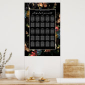 Dark Moody Romantic Floral Dutch Wedding Seating S Poster (Keuken)