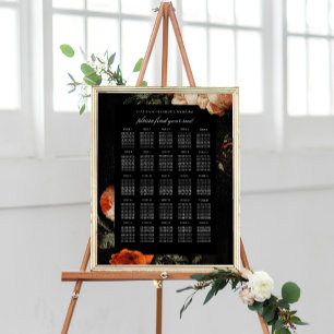 Dark Moody Romantic Floral Dutch Wedding Seating S Poster