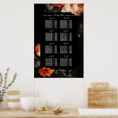 Dark Moody Romantic Floral Dutch Wedding Seating S Poster (Keuken)