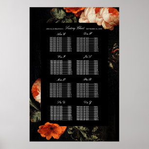 Dark Moody Romantic Floral Dutch Wedding Seating S Poster