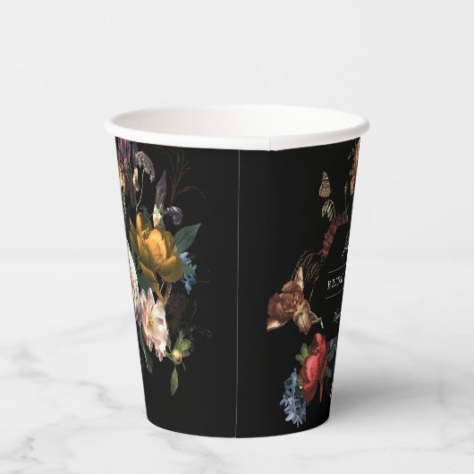 Dark Moody Romantic Floral Nederlands Vrijgezellen Papieren Bekers (Rechts)