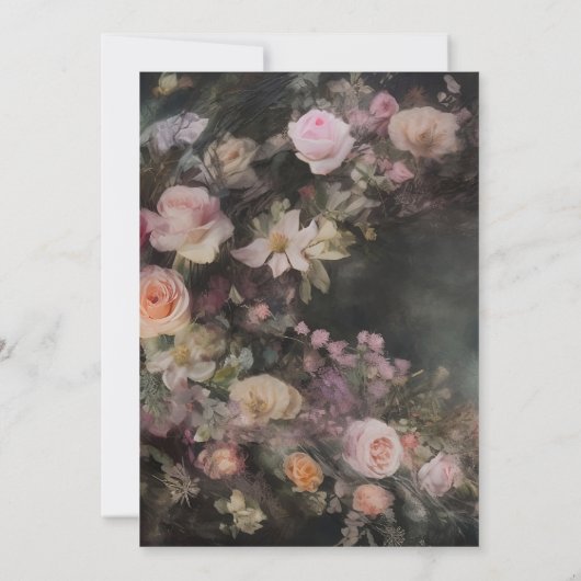 Dark Moody Romantic Floral Wedding Vrijgezellenfee Kaart (Achterkant)
