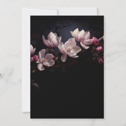 Dark  Moody Romantic Magnolia Flowers Kaart (Achterkant)