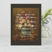 Dark Moody Romantic Rozen Antiek Tole Wedding Inv Kaart (Staand voorkant)
