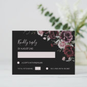 Dark Moody Romantic Watercolor Roses RSVP Kaartje (Staand voorkant)