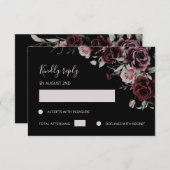 Dark Moody Romantic Watercolor Roses RSVP Kaartje (Voorkant / Achterkant)
