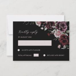 Dark Moody Romantic Watercolor Roses RSVP Kaartje