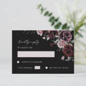 Dark Moody Romantic Watercolor Roses RSVP Kaartje (Staand voorkant)