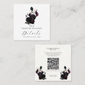 Dark Moody Romantisch Bloemen Huwelijksregister QR Vierkante Visitekaartje (Voorkant / Achterkant)