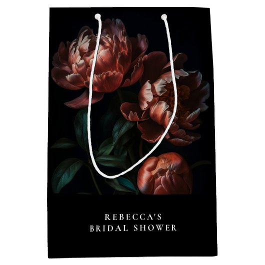 Dark Moody Romantisch Bloemen Vrijgezellenfeest Medium Cadeauzakje (Voorkant)