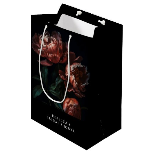 Dark Moody Romantisch Bloemen Vrijgezellenfeest Medium Cadeauzakje (Voorkant Gekanteld)