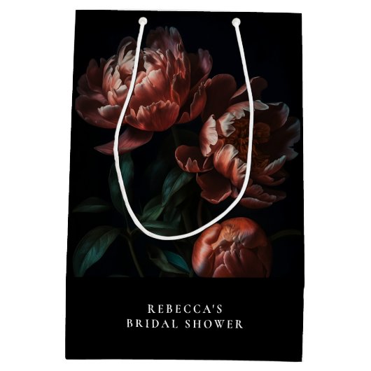 Dark Moody Romantisch Bloemen Vrijgezellenfeest Medium Cadeauzakje (Achterkant)