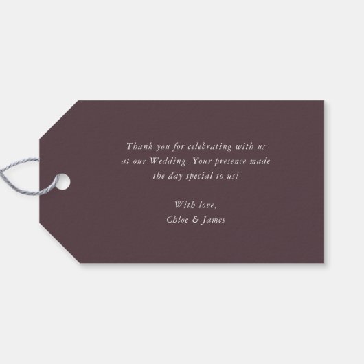 Dark Moody Romantische Bloemenbruiloft Dank u Cadeaulabel (Achterkant Horizontaal)