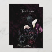 Dark Moody Romantische Bloemenbruiloft Dank u Kaart (Voorkant / Achterkant)