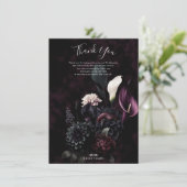 Dark Moody Romantische Bloemenbruiloft Dank u Kaart (Staand voorkant)