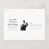 Dark Moody Romantische Bloemenbruiloft Save the Da Aankondigingskaart (Achterkant)