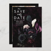 Dark Moody Romantische Bloemenbruiloft Save the Da Kaart (Voorkant / Achterkant)