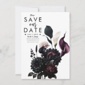 Dark Moody Romantische Bloemenbruiloft Save the Da Kaart (Voorkant)