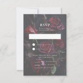 Dark Moody Romantische Rozen Trouwmaaltijd Keuze RSVP Kaartje (Voorkant)