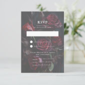 Dark Moody Romantische Rozen Trouwmaaltijd Keuze RSVP Kaartje (Staand voorkant)