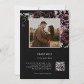 Dark Moody Roses Black Background | Photo Wedding Kaart (Achterkant)