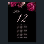 Dark Moody Roses Floral Wedding Seating Chart Kaart<br><div class="desc">Fine art hand painted dark moody roses wedding table numbers seating chart card.</div>