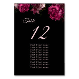  Dark Moody Roses Floral Wedding Seating Chart Kaart
