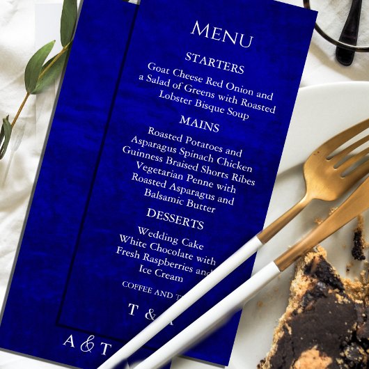 Dark Moody Royal Blue met krassen Menu Kaart