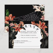 Dark Moody RSVP Card Botanische Vintage bruiloft Kaartje (Voorkant / Achterkant)