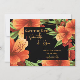 Dark Moody Sinaasappel Bloemen Bruiloft Save The D Date
