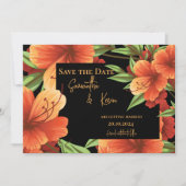 Dark Moody Sinaasappel Bloemen Bruiloft Save The D Save The Date (Voorkant)