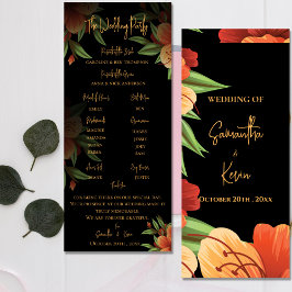  Dark Moody Sinaasappel Bloemen Trouwprogramma Kaart
