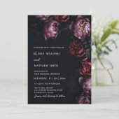 Dark Moody  Textured Flowers Wedding Invitation Kaart (Staand voorkant)