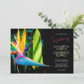 Dark Moody Tropical Floral Bird of Paradise Black Kaart (Staand voorkant)