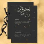 Dark Moody Victoriaans Sterren Bruiloft Details Informatiekaartje<br><div class="desc">Onthul de mystiek van je liefdesverhaal met onze betoverende donkere romance trouwdetails kaart. Dit donker betoverende suite ontwerp beschikt over een uitnodiging met een Victoriaans occulte afbeelding van een zon, maan en sterren, prachtig ingewikkeld en gedetailleerd. De suite kaarten zijn effen zacht zwart en wit of zwart en wit met...</div>