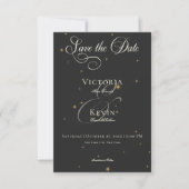 Dark Moody Victoriaans Sterren Bruiloft Save The Date (Voorkant)