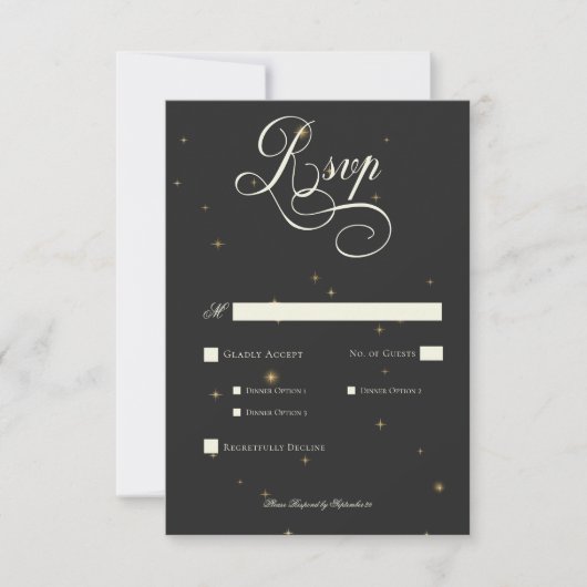 Dark Moody Victoriaans Sterren Trouwdiner RSVP Kaartje (Voorkant)