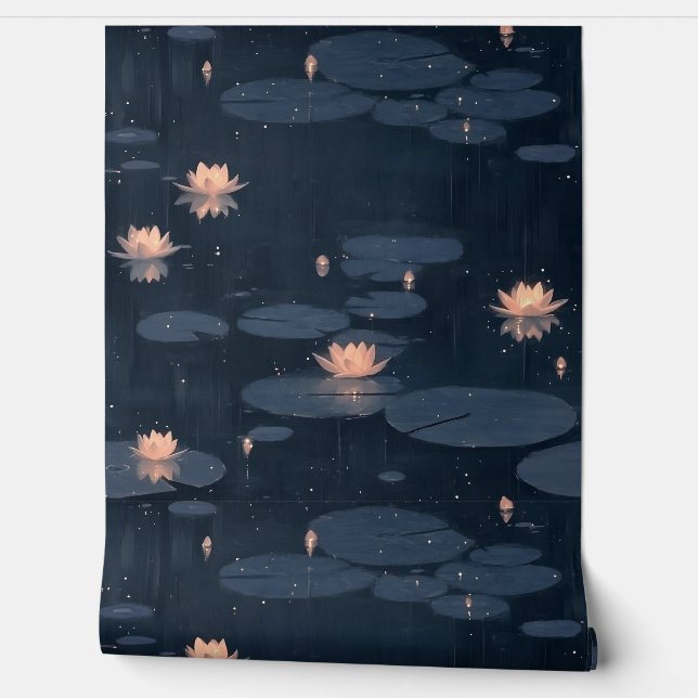 Dark Moody Water Lily Pond Natuur Behang (Afrollen)
