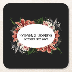 Dark & Moody Wedding Gepersonaliseerde namen Kartonnen Onderzetters