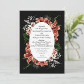 Dark Moody Wedding Invitation QR Code Botanisch Kaart (Staand voorkant)